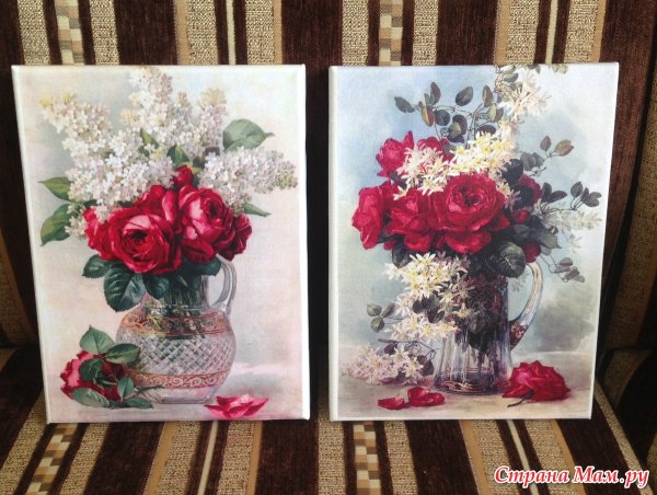 Декупаж салфетками на холсте