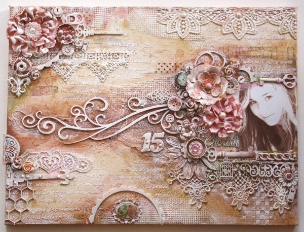 Декупаж на холсте с подрисовкой