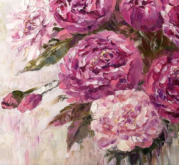 Пионы мастихином акрилом Кристина Пирекеева