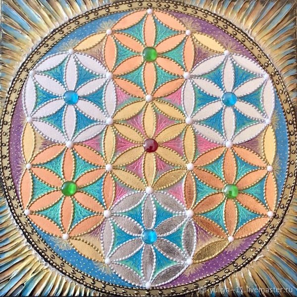 Мандала на холсте акриловыми