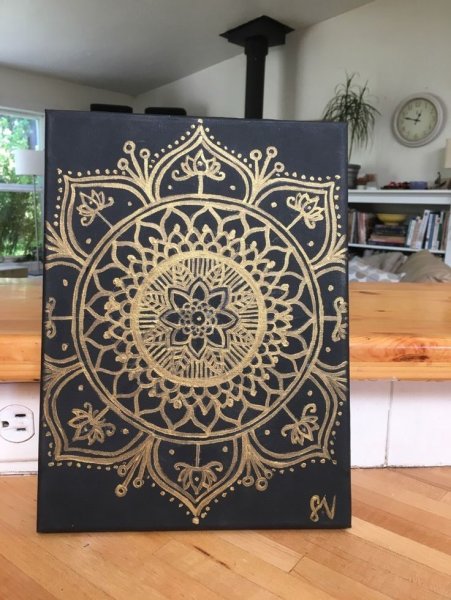 Мандала на холсте акриловыми красками