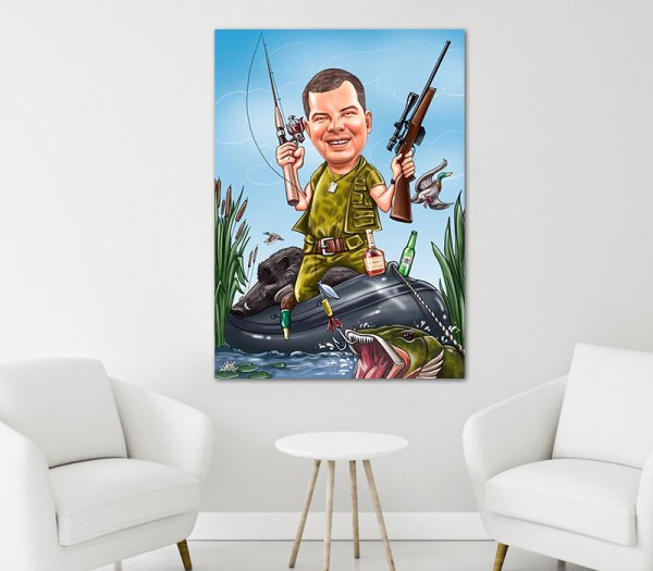 Шарж фото на холсте