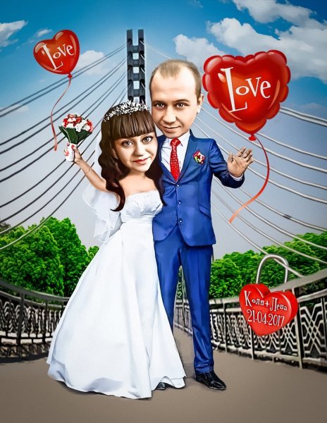 Портрет в стиле шарж на холсте