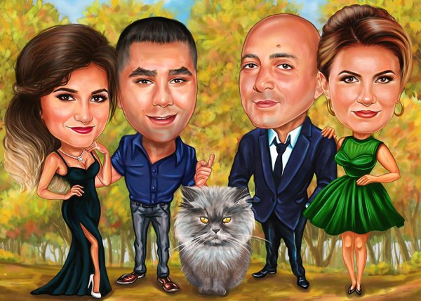 Шарж акрилом на холсте