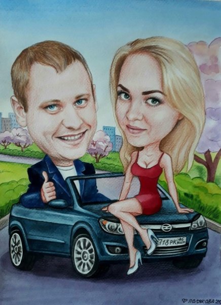 Свадебный портрет в стиле шарж