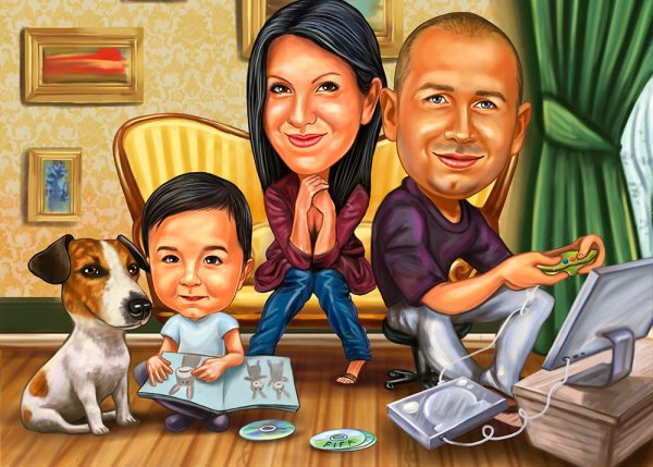 Свадебный портрет в стиле шарж