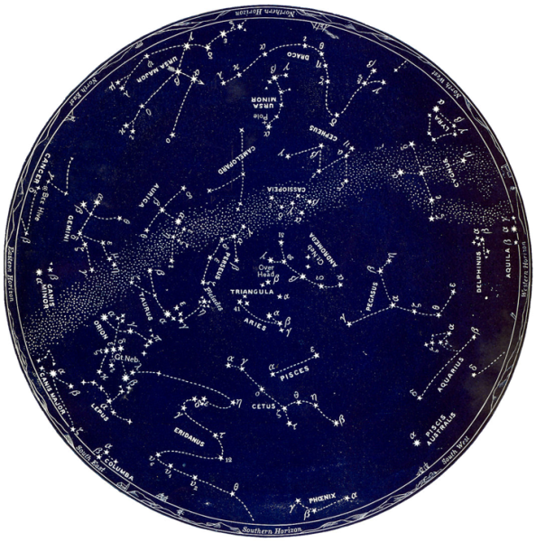 Карта звёздного неба с созвездиями в древности