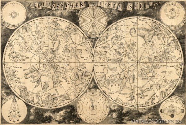 Немая карта звездного неба Северного полушария