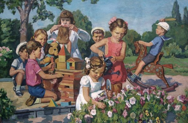 Картина о. р. Гофман «мы играем в магазин»