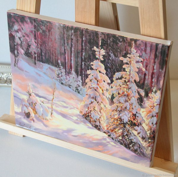 Новогодняя елка маслом на холсте