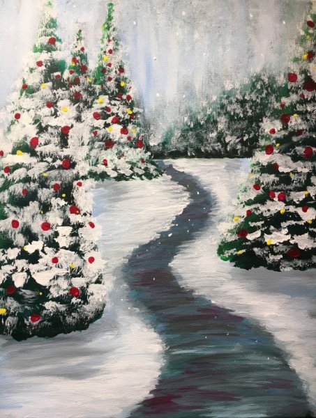 Правополушарное рисование елка Новогодняя