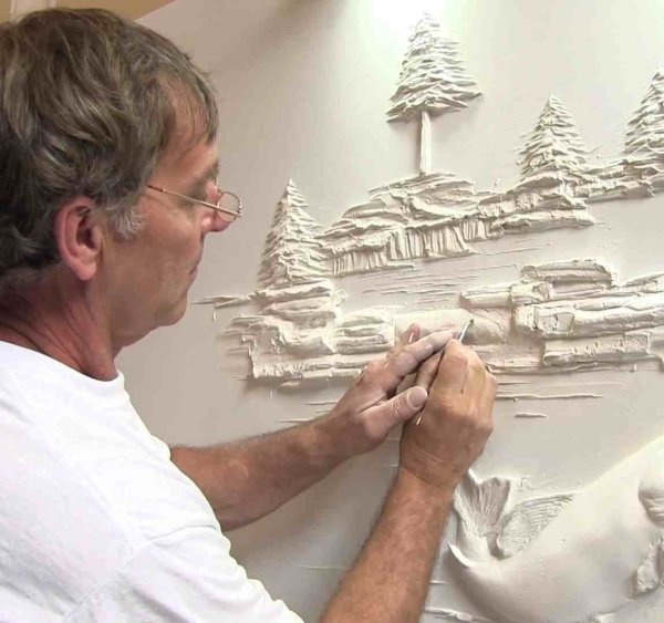 Барельеф текстурной пастой