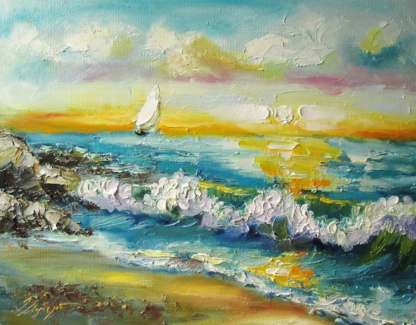 Морской пейзаж живопись маслом Южанин