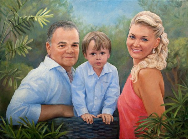 Семейный портрет на холсте