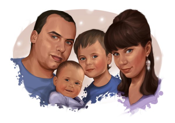 Семейный портрет на холсте