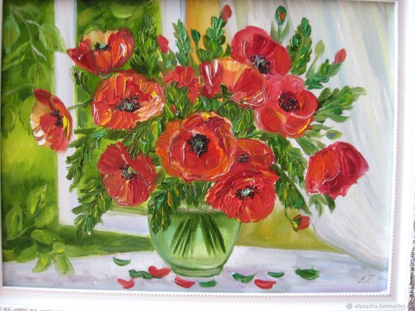 Маки маслом на холсте