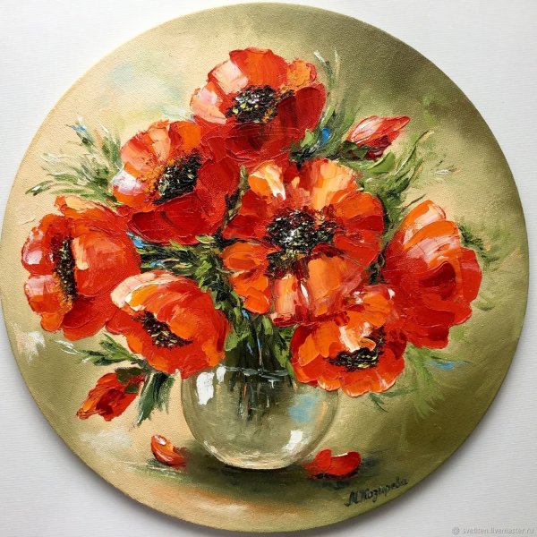 Маки мастихином с поталью