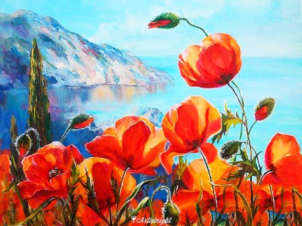 Картина маки мастихином