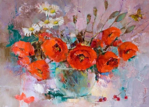 Картины на масляных красках маки