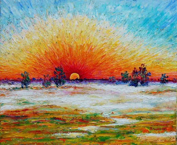 Солнце живопись маслом
