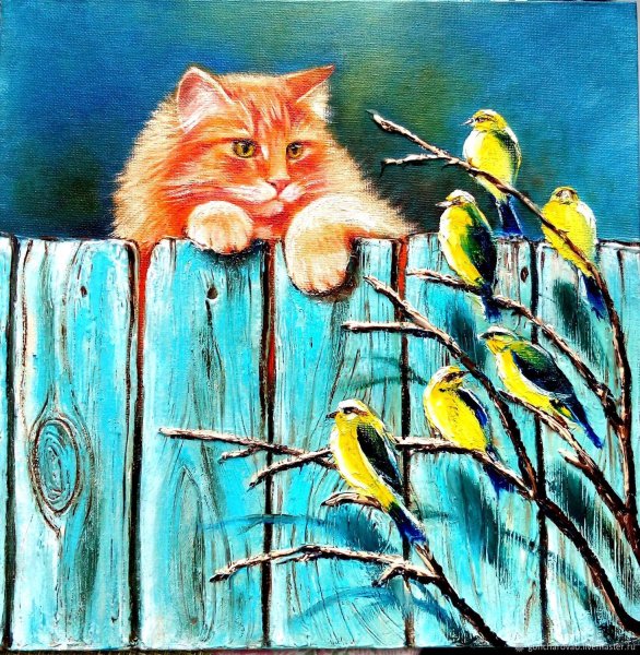 Кот картина маслом