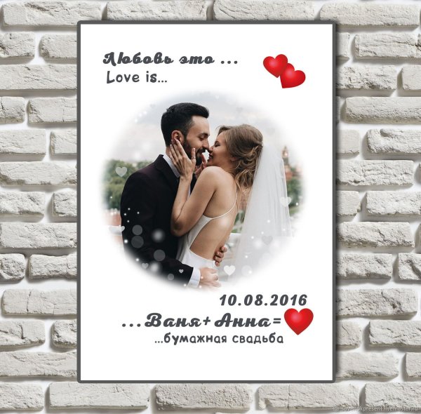 Портрет в стиле Love is на холсте