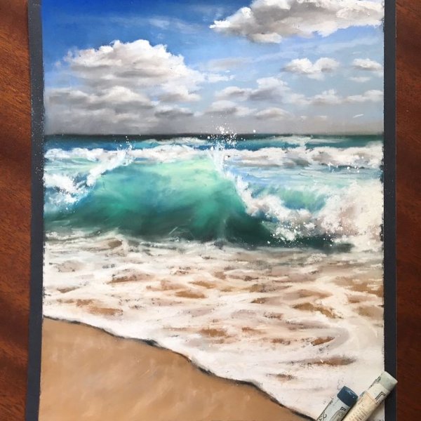 Морской пейзаж пастелью