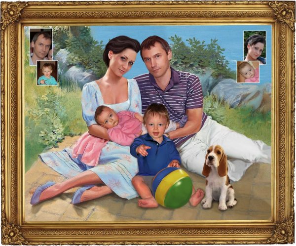 Семейная картина на холсте