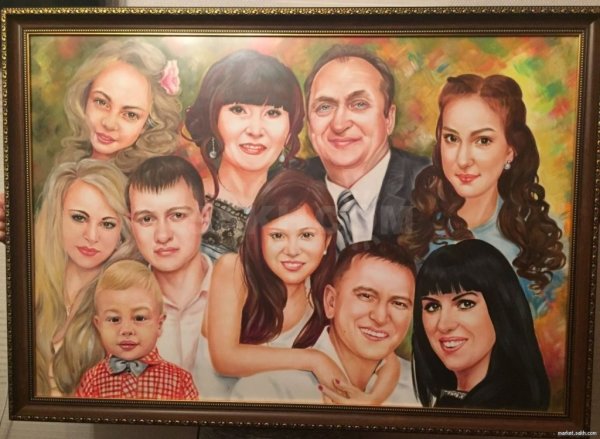 Семейная картина на холсте