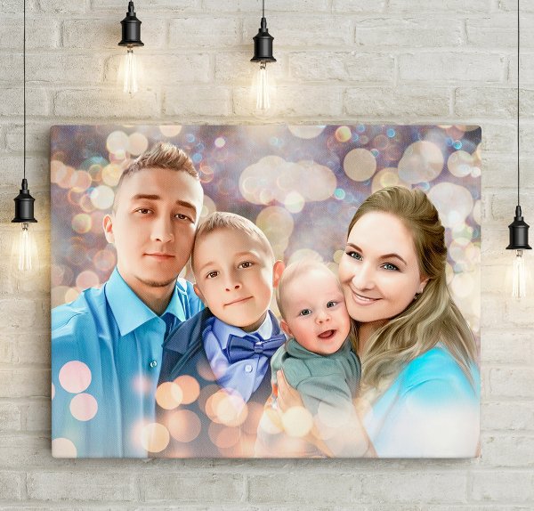 Семейный портрет на холсте из нескольких фотографий