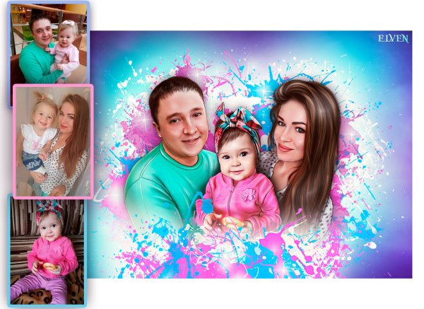 Портрет в стиле Дрим арт семья