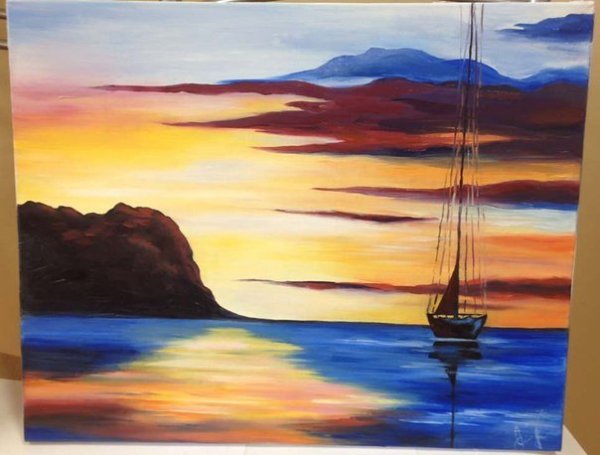 Простой пейзаж акрилом