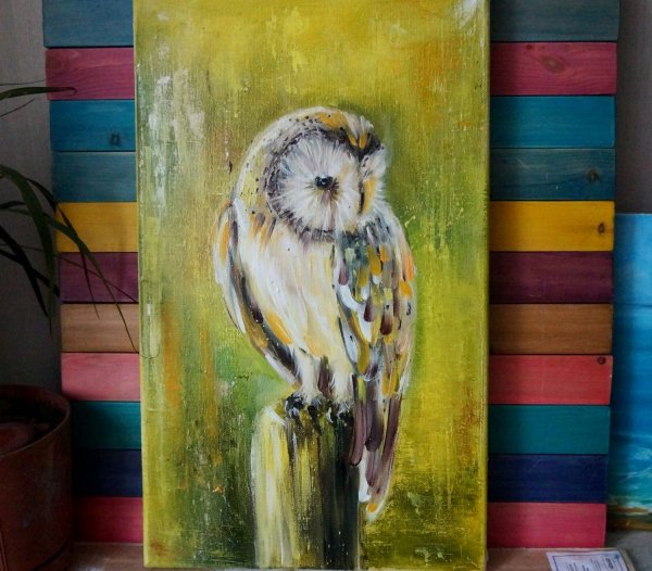 Сова акрилом на холсте