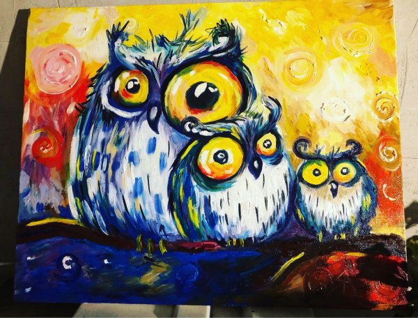 Сова маслом на холсте