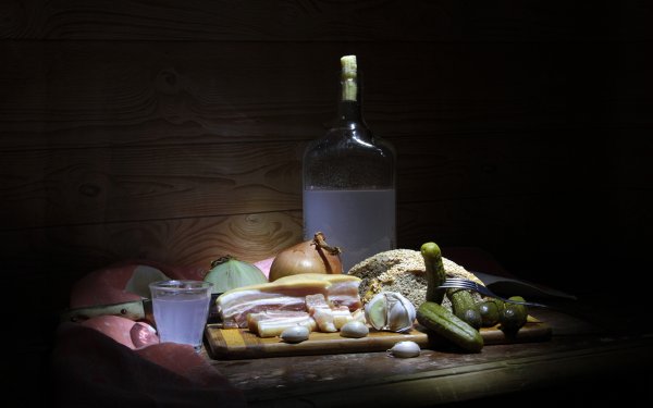 Сало самогон лук хлеб