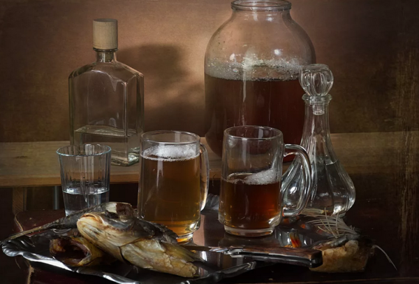 Натюрморт с пивом и водкой