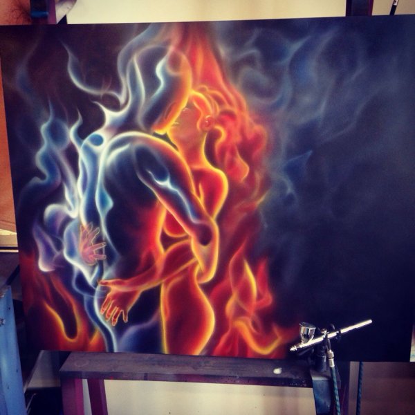 Живопись аэрографом на холсте