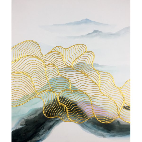 Картина абстракция с золотом