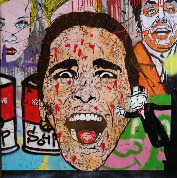 Стрит арт на кирпичной стене