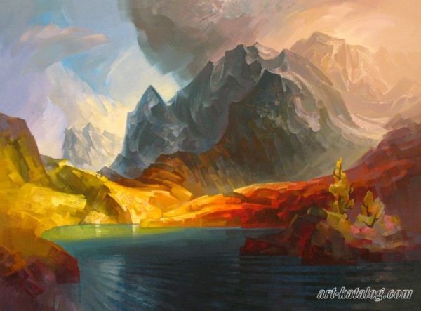 Пейзаж Алтай темпера