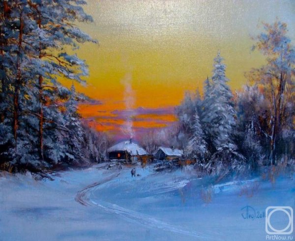 Зимний пейзаж маслом на холсте