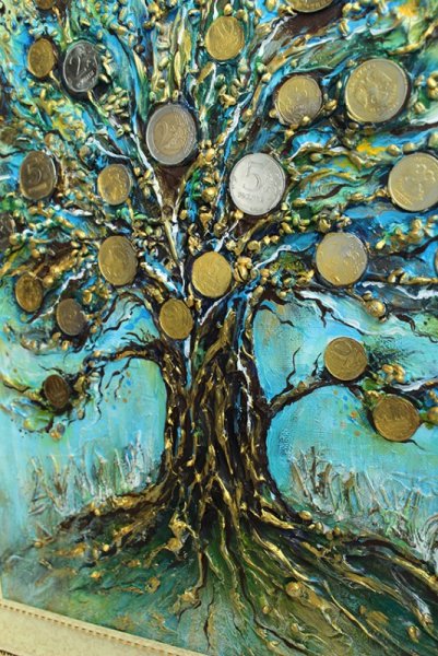 Денежное дерево акрилом