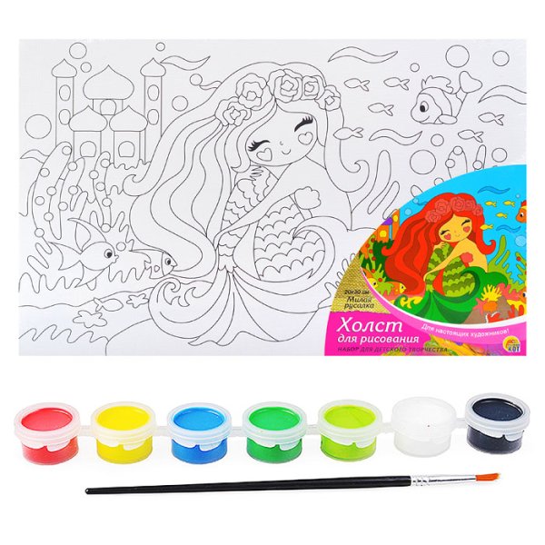 Холст с красками 20х30 см по номерам. Два ярких Фламинго (арт. Х-2566)