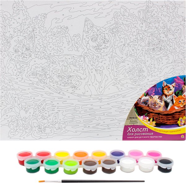 Холст с красками 20*25 быстрые гонки по номерам х-0386