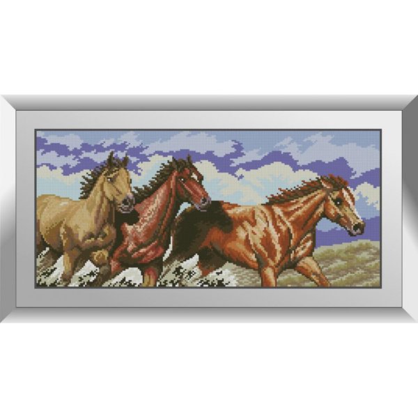 Картина по номерам"табун лошадей в реке"
