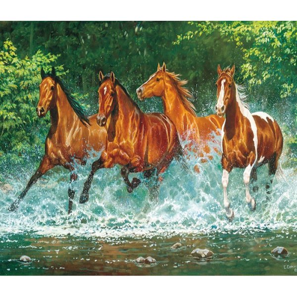 Табун лошадей карандашом