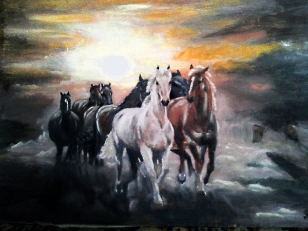 Табун лошадей живопись
