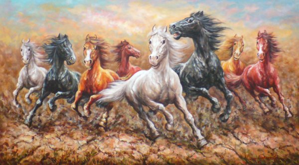 Бегущий табун лошадей