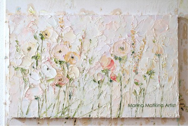 Цветы текстурной пастой