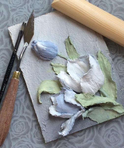 Цветы из текстурной пасты